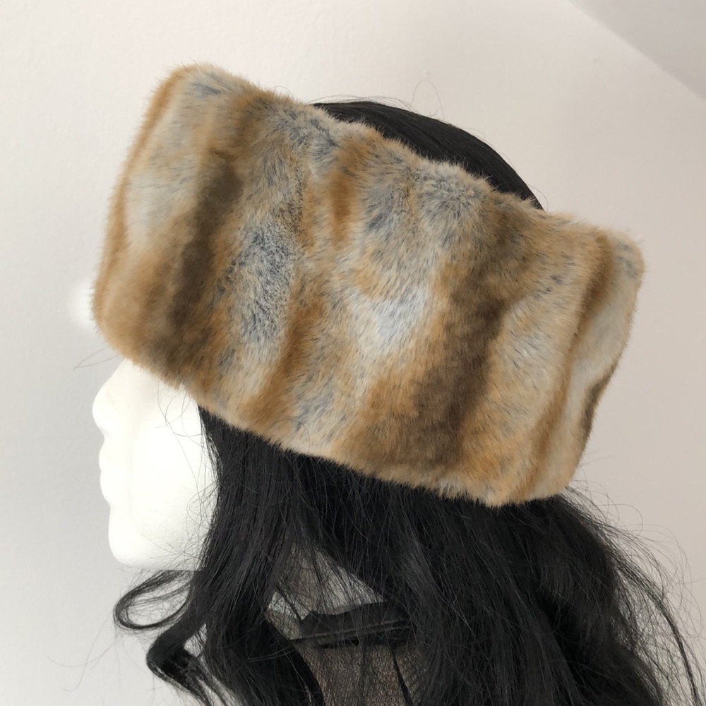 Teresa Findlay France Faux Fur Headband Hat Brown Gray